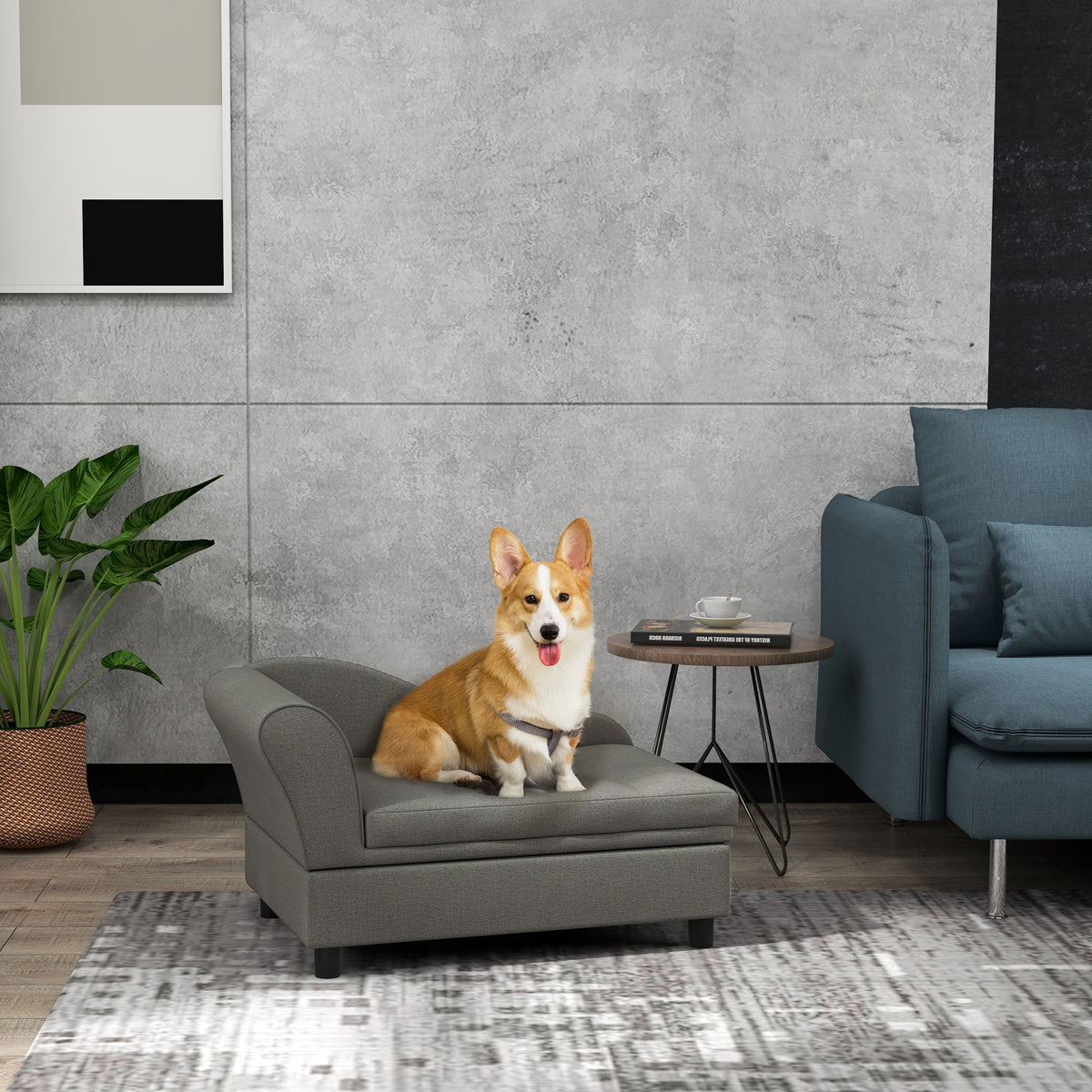 Pet Sofa Dog Sofa for Small Dogs with Storage, Gray