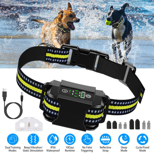 Dog Bark Collar Rechargeable Waterproof Beep Vibration Static Stimulation Bark Stopper Automatic Identification Collar W