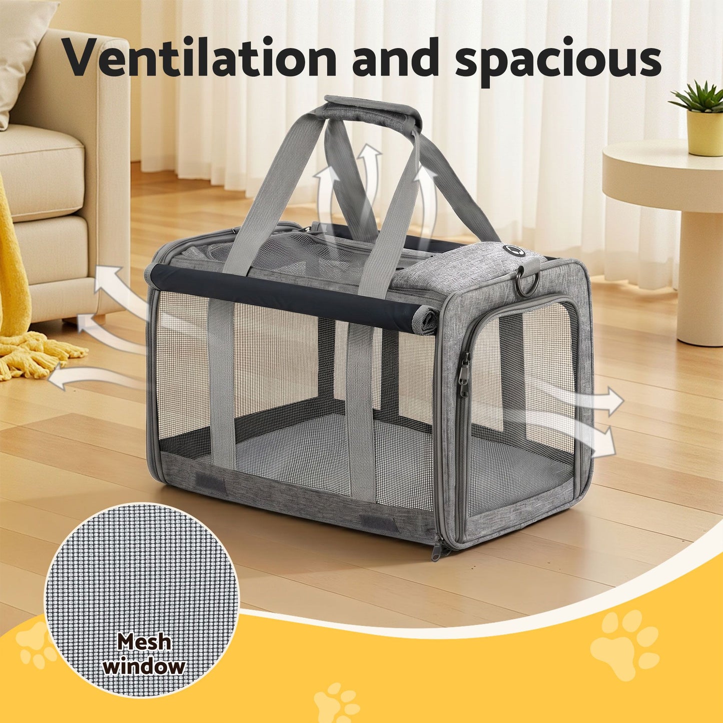 i.Pet Pet Carrier Bag Foldable Dog Cat Durable Crate Travel Cage