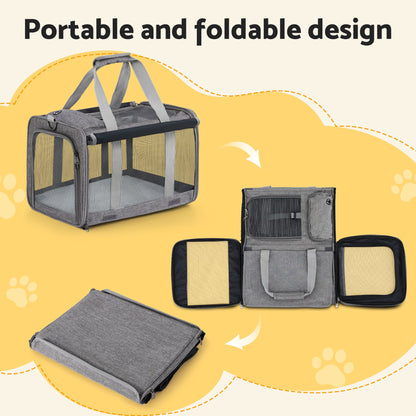 i.Pet Pet Carrier Bag Foldable Dog Cat Durable Crate Travel Cage