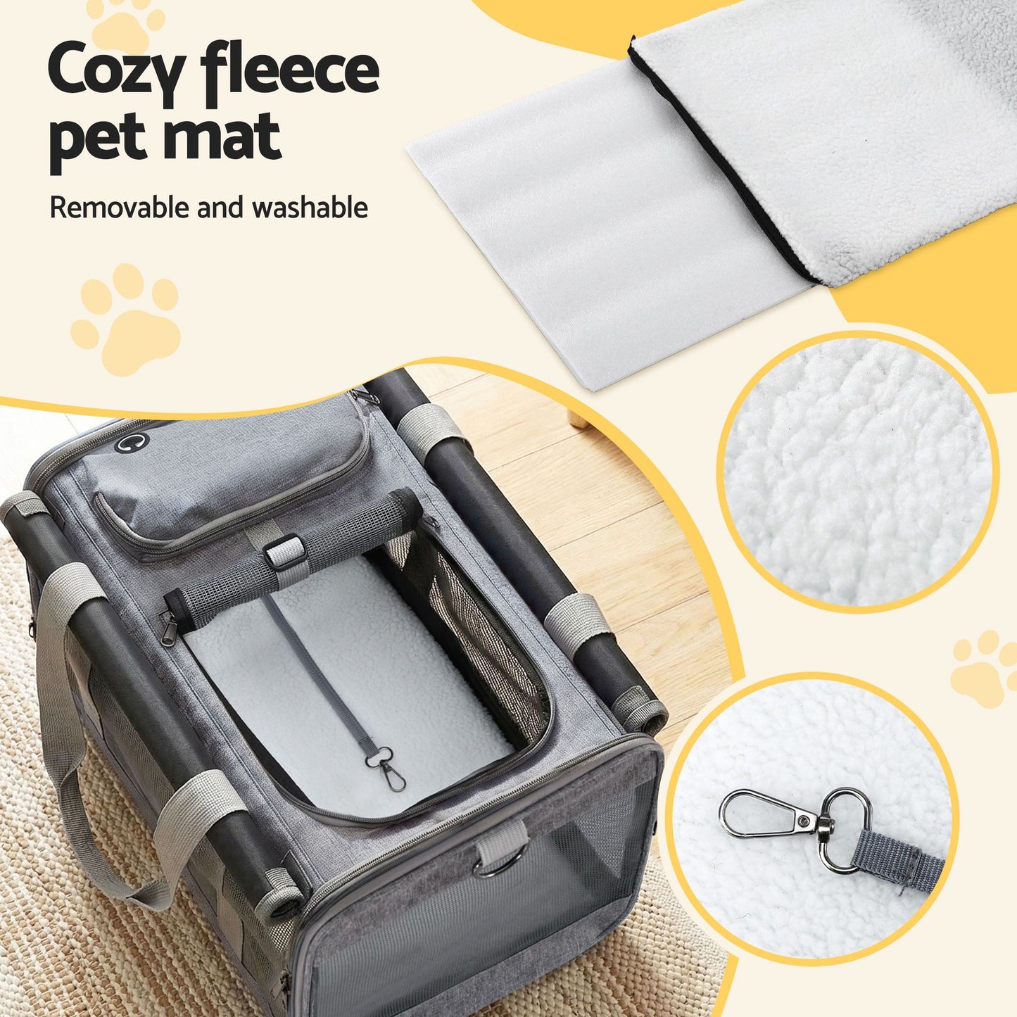 i.Pet Pet Carrier Bag Foldable Dog Cat Durable Crate Travel Cage