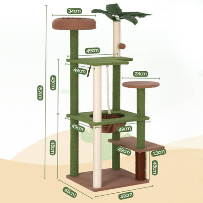 i.Pet 152cm Jungle Cat Tree Tower | Leafy Canopy