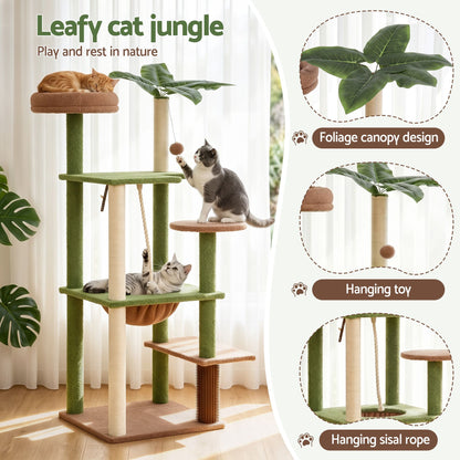 i.Pet 152cm Jungle Cat Tree Tower | Leafy Canopy