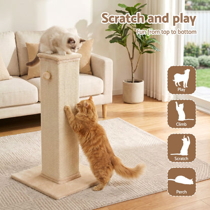 i.Pet 89cm Cat Tree Scratching Post Tower | Wood Condo Bed | Beige