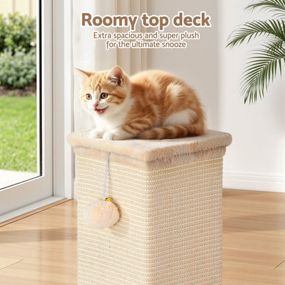 i.Pet 89cm Cat Tree Scratching Post Tower | Wood Condo Bed | Beige