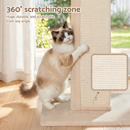 i.Pet 89cm Cat Tree Scratching Post Tower | Wood Condo Bed | Beige