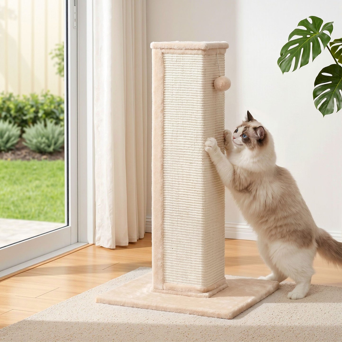 i.Pet 89cm Cat Tree Scratching Post Tower | Wood Condo Bed | Beige