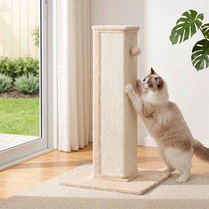 i.Pet 89cm Cat Tree Scratching Post Tower | Wood Condo Bed | Beige