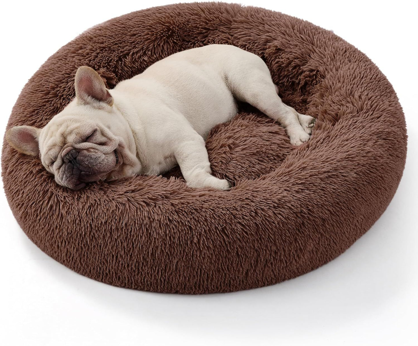 Calming Donut Cat Bed - Fluffy Plush Round Pet Bed