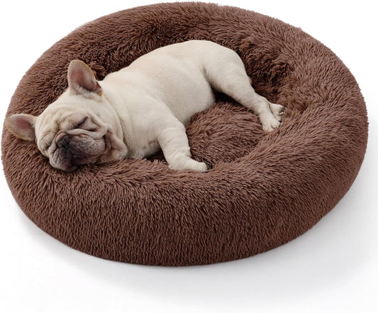 Calming Donut Cat Bed - Fluffy Plush Round Pet Bed