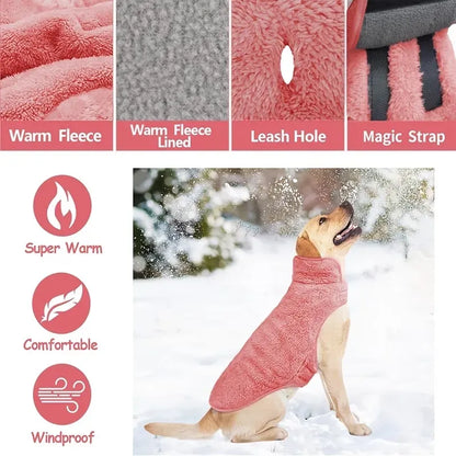 Double-sided fleece windproof and warm dog winter coat (pink/XXXL) Snow
