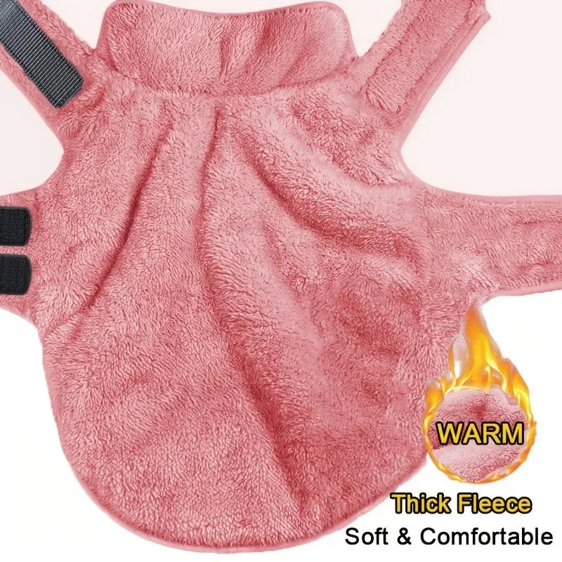 Double-sided fleece windproof and warm dog winter coat (pink/XXXL) Snow