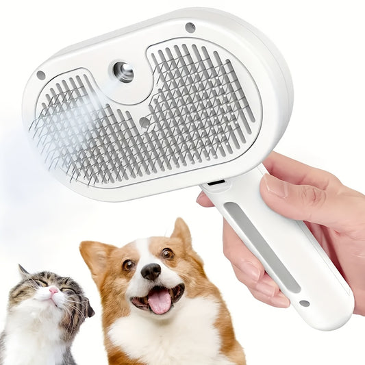 3-in-1 Auto-Cleaning Steam Pet Brush | Anti-Static | Dog & Cat
