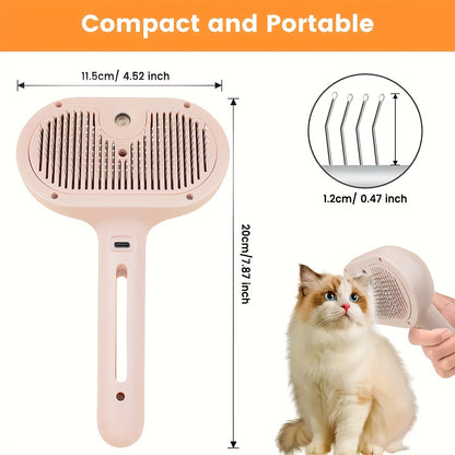 3-in-1 Auto-Cleaning Steam Pet Brush | Anti-Static | Dog & Cat