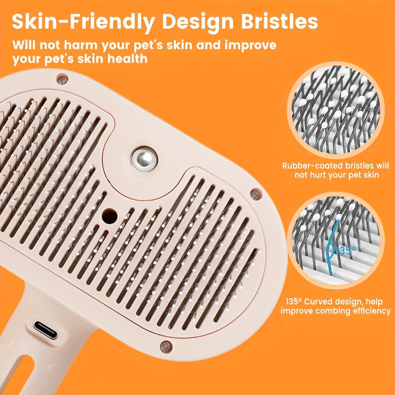 3-in-1 Auto-Cleaning Steam Pet Brush | Anti-Static | Dog & Cat