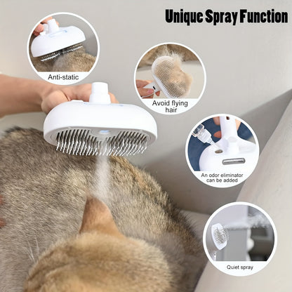 3-in-1 Auto-Cleaning Steam Pet Brush | Anti-Static | Dog & Cat