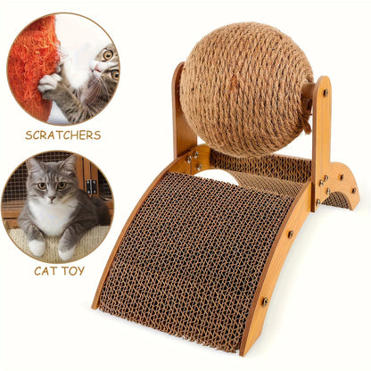 Ball Cat Scratching Post | Vertical Sisal with Integrated Cat Bed
