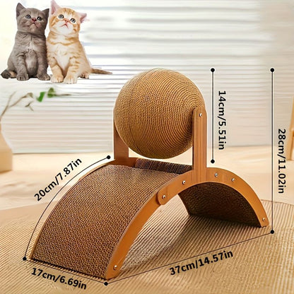 Ball Cat Scratching Post | Vertical Sisal with Integrated Cat Bed