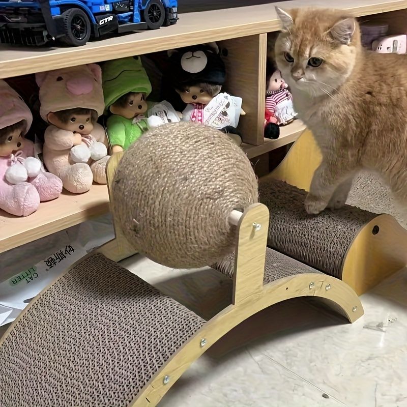 Ball Cat Scratching Post | Vertical Sisal with Integrated Cat Bed