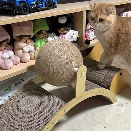 Ball Cat Scratching Post | Vertical Sisal with Integrated Cat Bed