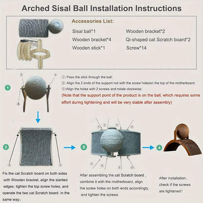 Ball Cat Scratching Post | Vertical Sisal with Integrated Cat Bed