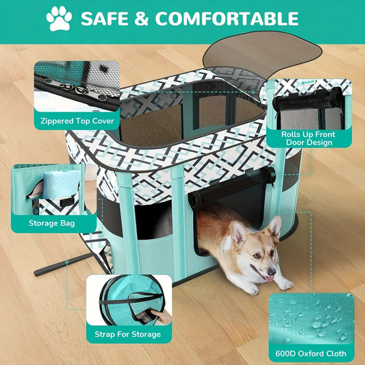 Foldable Pet Nursery Tent Cage | Dog Cat Playpen with Carry Bag