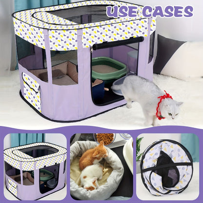 Foldable Pet Nursery Tent Cage | Dog Cat Playpen with Carry Bag