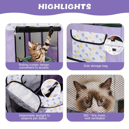 Foldable Pet Nursery Tent Cage | Dog Cat Playpen with Carry Bag