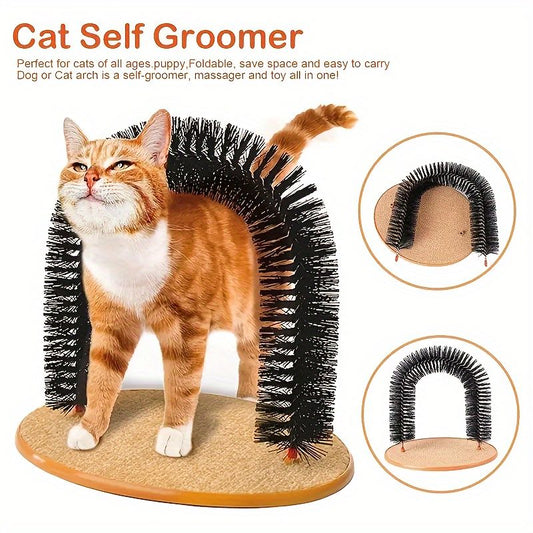 Cat Arch Self-Groomer | Massage & Grooming Brush | Interactive Cat Toy