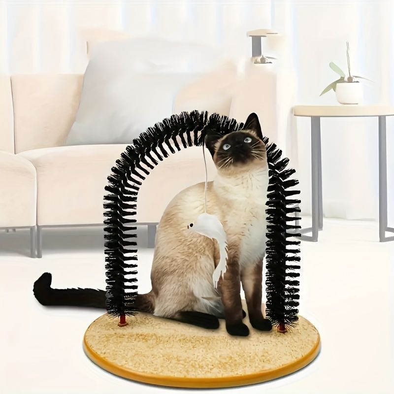 Cat Arch Self-Groomer | Massage & Grooming Brush | Interactive Cat Toy