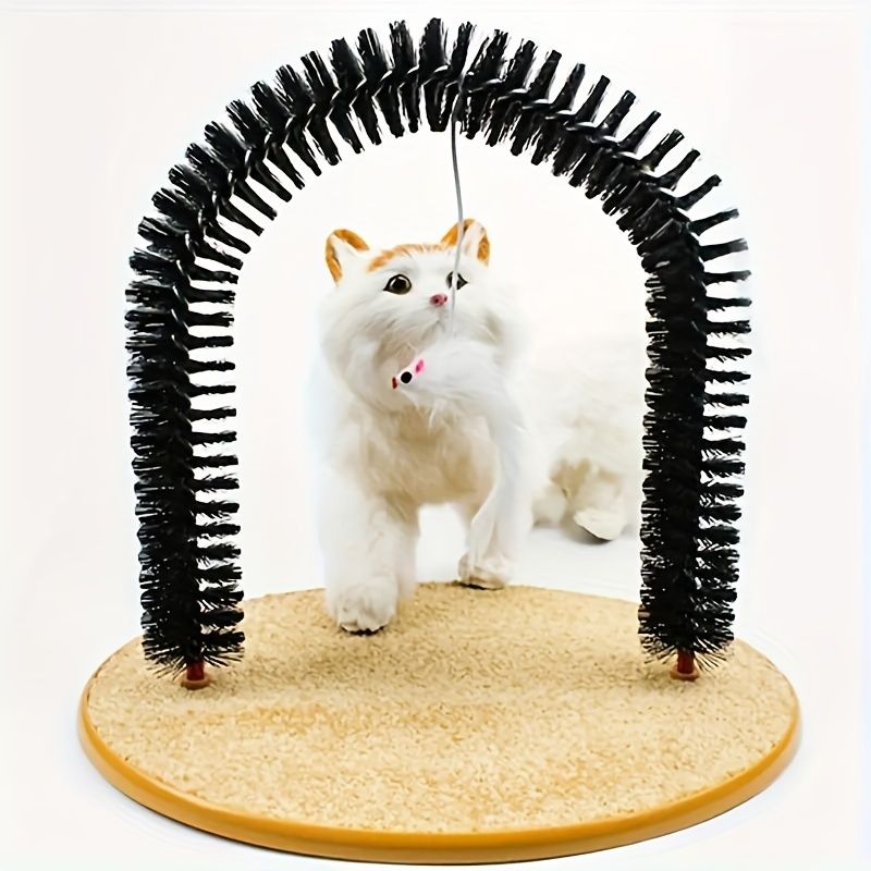 Cat Arch Self-Groomer | Massage & Grooming Brush | Interactive Cat Toy