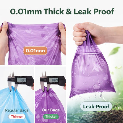 Purple Strawberry Scented Dog Poop Bags with Dispenser | Biodegradable