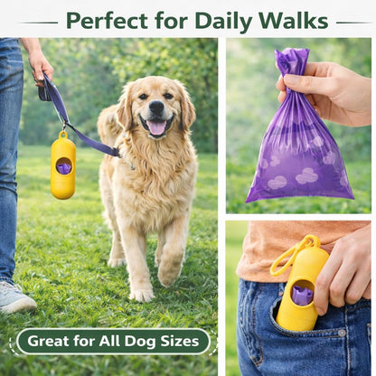 Purple Strawberry Scented Dog Poop Bags with Dispenser | Biodegradable