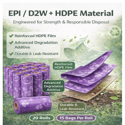 Purple Strawberry Scented Dog Poop Bags with Dispenser