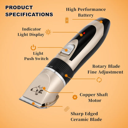 Professional Rechargeable Cordless Pet Grooming Clippers | Dog & Cat