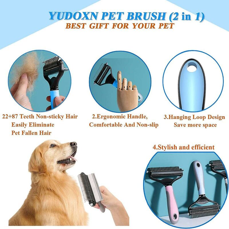Pet Dog & Cat Detangling Brush | Removes Excess & Dead Hair