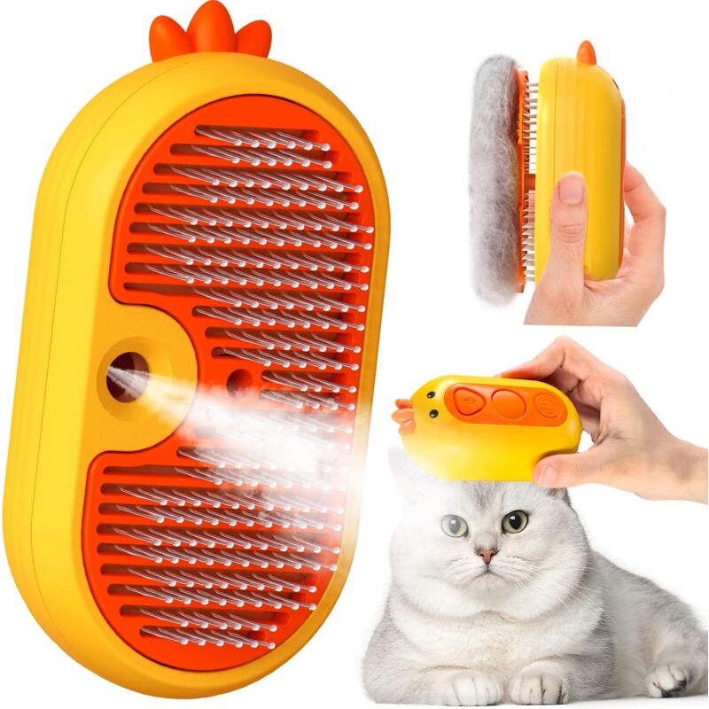 Cat & Dog Steam Brush with Release Button | Rechargeable