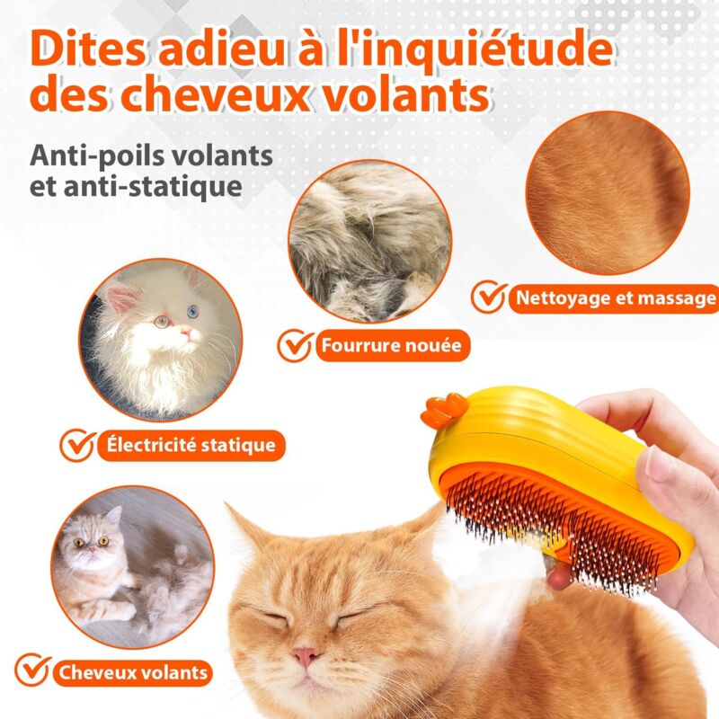 Cat & Dog Steam Brush with Release Button | Rechargeable