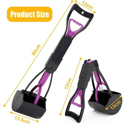 Purple Foldable Long-Handle Dog & Cat Poop Scooper | Easy Waste Pickup