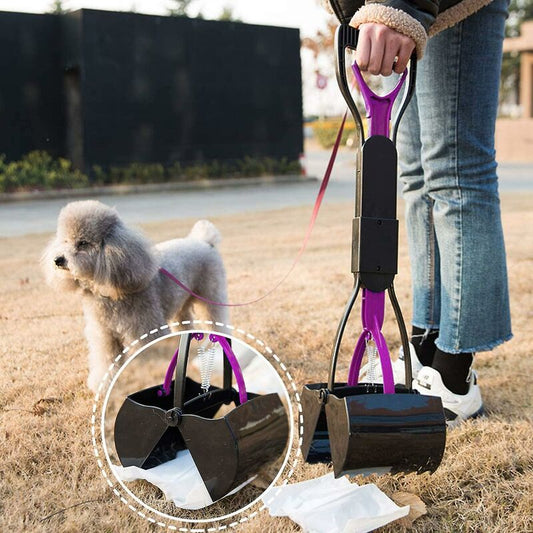 Purple Foldable Long-Handle Dog & Cat Poop Scooper | Easy Waste Pickup