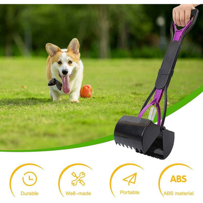 Purple Foldable Long-Handle Dog & Cat Poop Scooper | Easy Waste Pickup