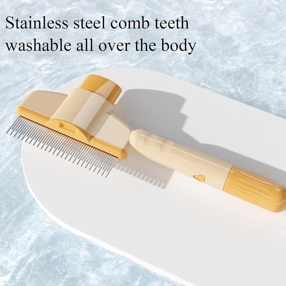Yellow Self-Cleaning Slicker Pet Brush | Dogs & Cats