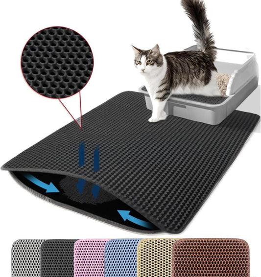 Black Double EVA Cat Litter Mat | 40x50cm | Easy Clean