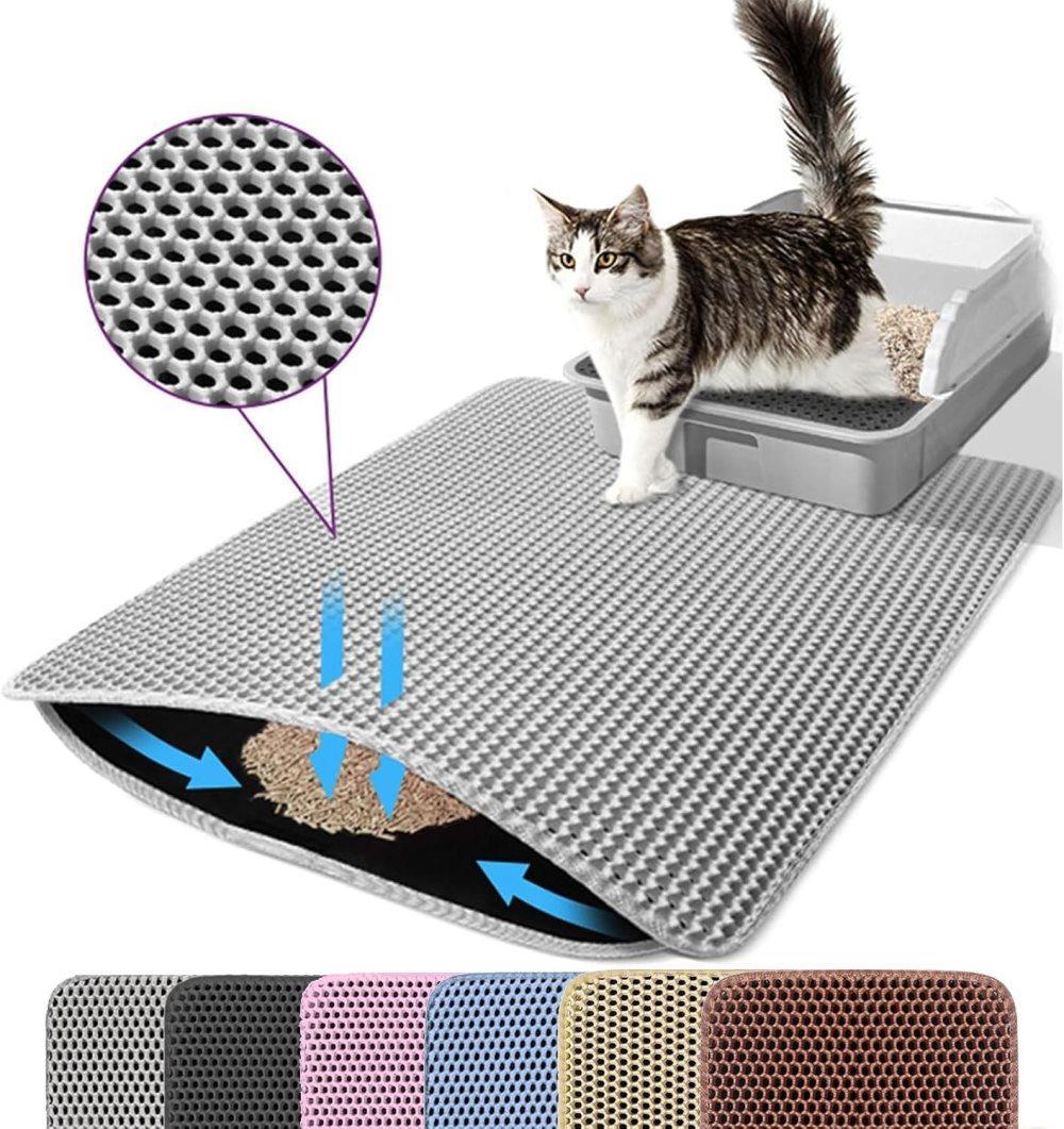 Gray Double EVA Cat Litter Mat | 45x60cm | Easy Clean