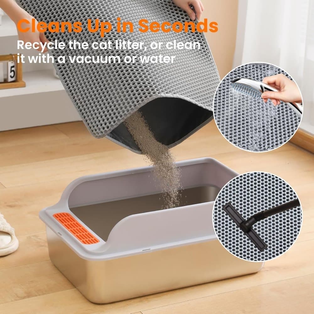 Gray Double EVA Cat Litter Mat | 45x60cm | Easy Clean
