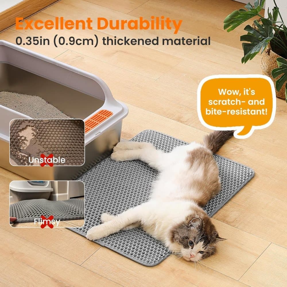 Gray Double EVA Cat Litter Mat | 45x60cm | Easy Clean
