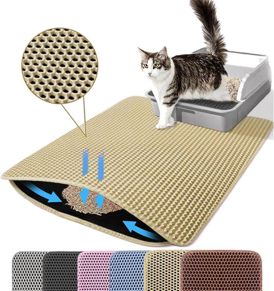 Beige Double EVA Cat Litter Mat | 45x60cm | Easy Clean