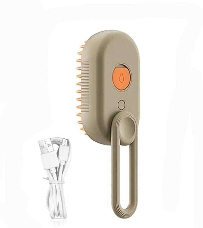 Green Pet Steam Brush with Spray | Grooming Massage Comb | Dogs & Cats