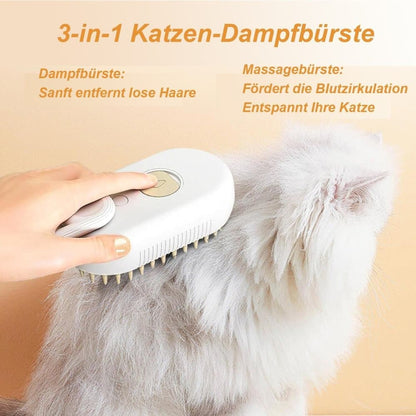 Green Pet Steam Brush with Spray | Grooming Massage Comb | Dogs & Cats
