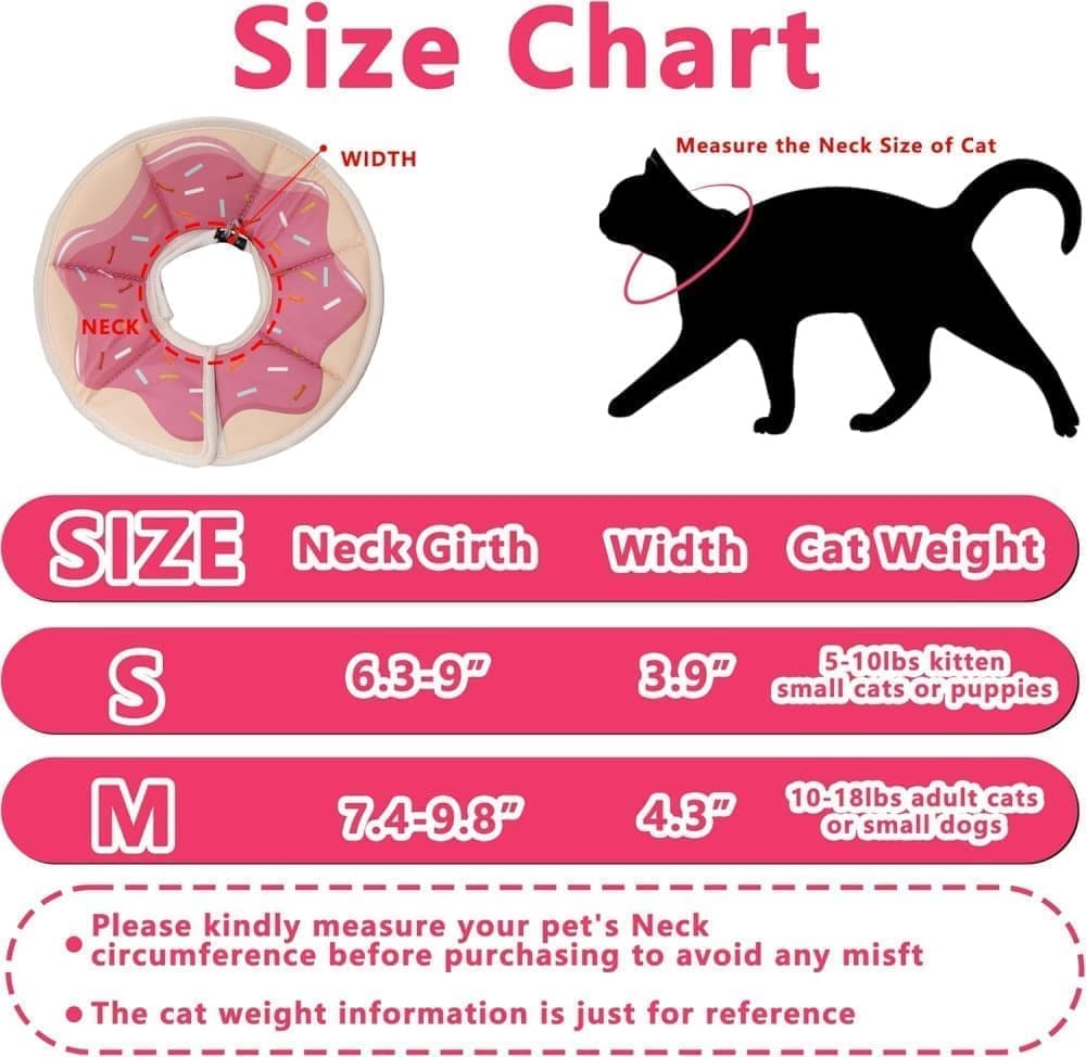 Pink Adjustable Protective Recovery Collar | Waterproof | Size S